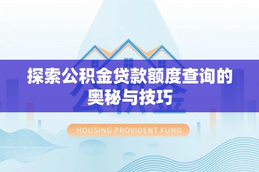 水富探索公积金贷款额度查询的奥秘与技巧